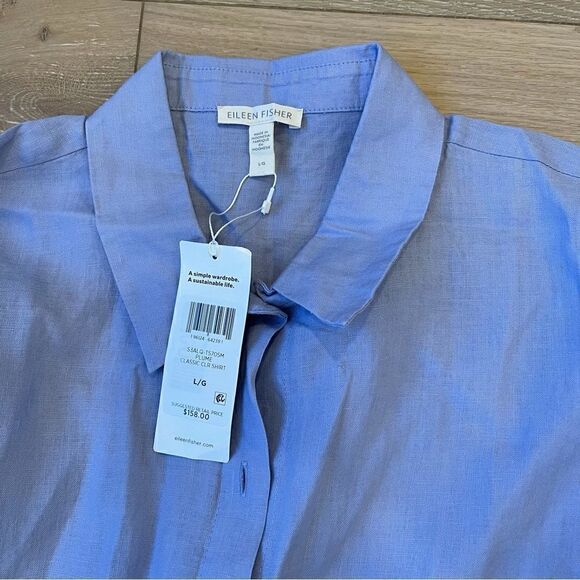 Handkerchief Linen Classic Collar Shirt in color Plum - Picture 5 of 8